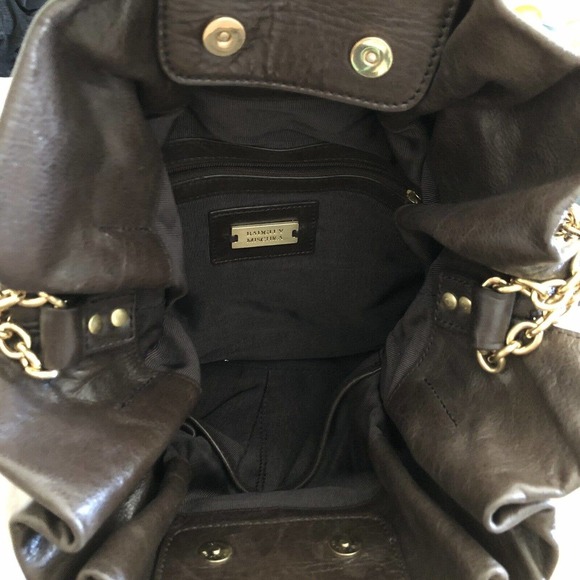 BADGLEY MISCHKA Brown Leather GOLD CHAIN HOBO SHOULDER HANDBAG - Picture 4 of 8